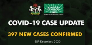 NCDC Confirms 10 More Deaths from COVID-19, 397 New Infections 